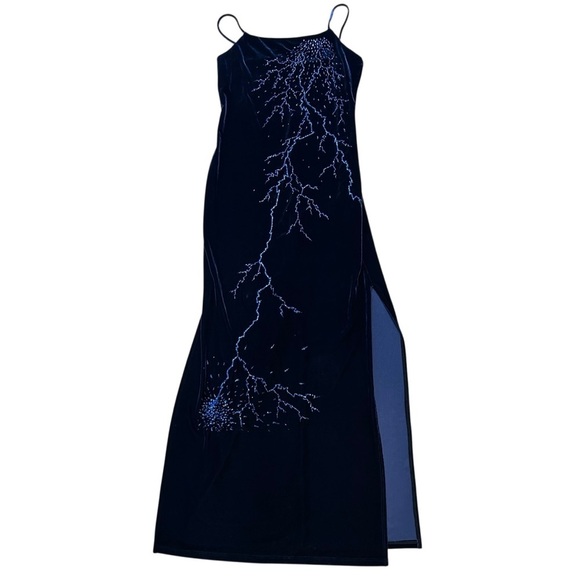 mine vintage velvet maxi dress size small glitter Whimsigoth Y2K goth formal - Picture 7 of 9